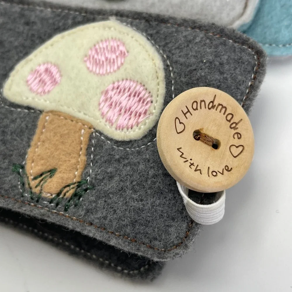 Set of 3 Handmade Felt‎ Mushroom & Acorn Coffee Cup Sleeves Cozies Fall Boho